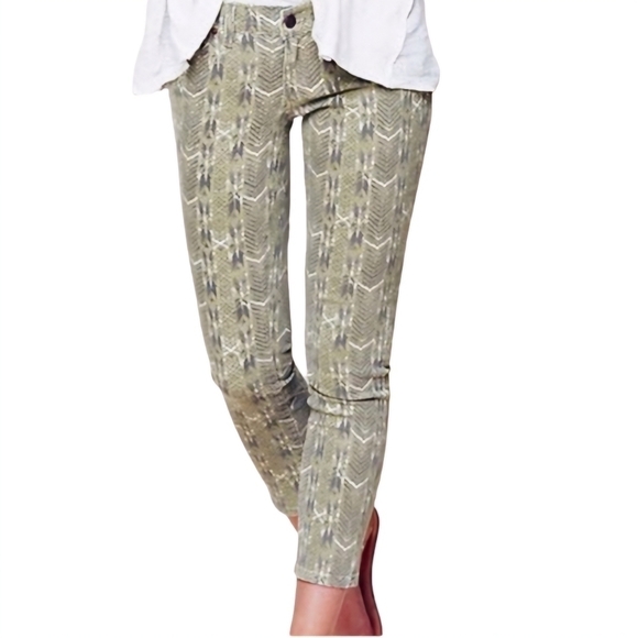 Free People Green Arrow Print Skinny Jeans - Picture 3 of 9